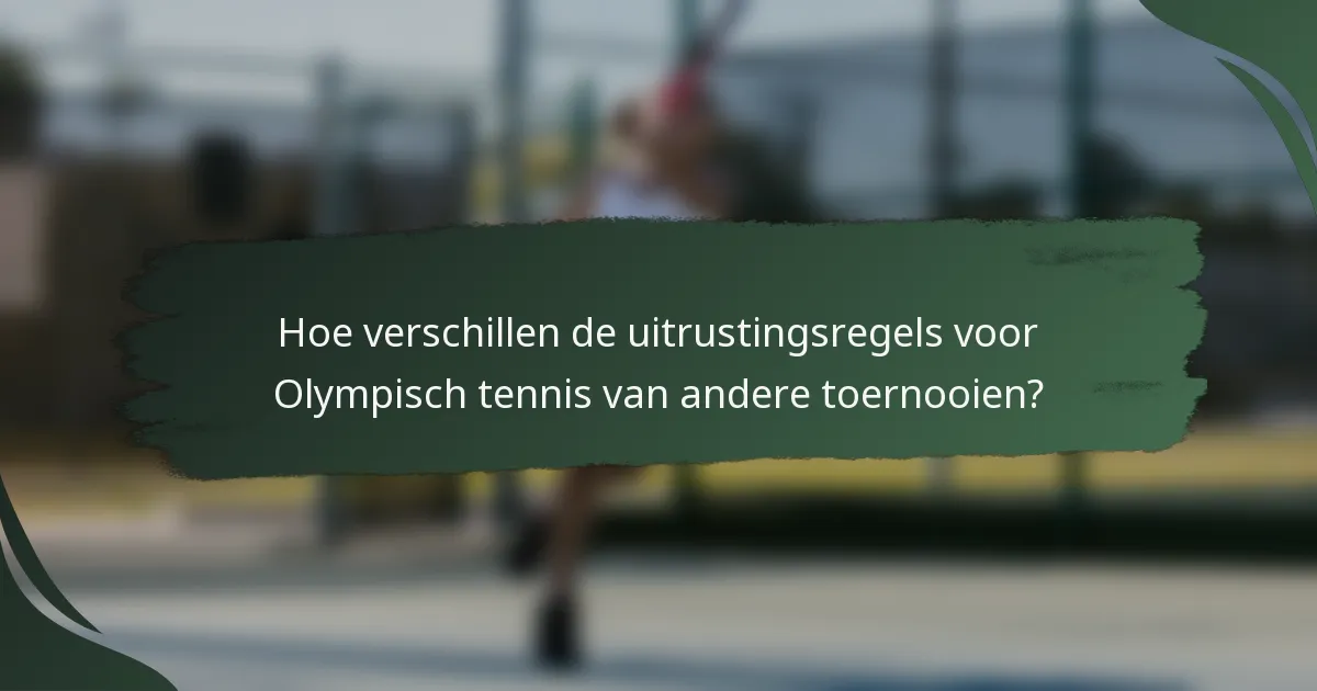 Hoe verschillen de uitrustingsregels voor Olympisch tennis van andere toernooien?