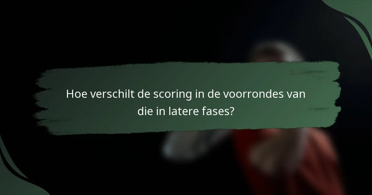 Hoe verschilt de scoring in de voorrondes van die in latere fases?