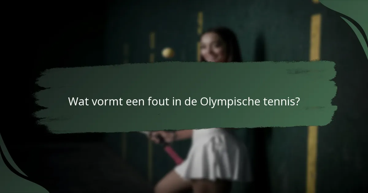 Wat vormt een fout in de Olympische tennis?