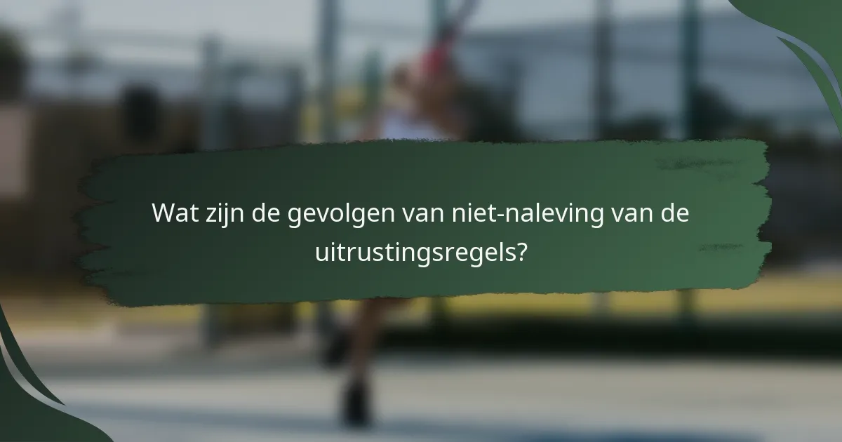 Wat zijn de gevolgen van niet-naleving van de uitrustingsregels?