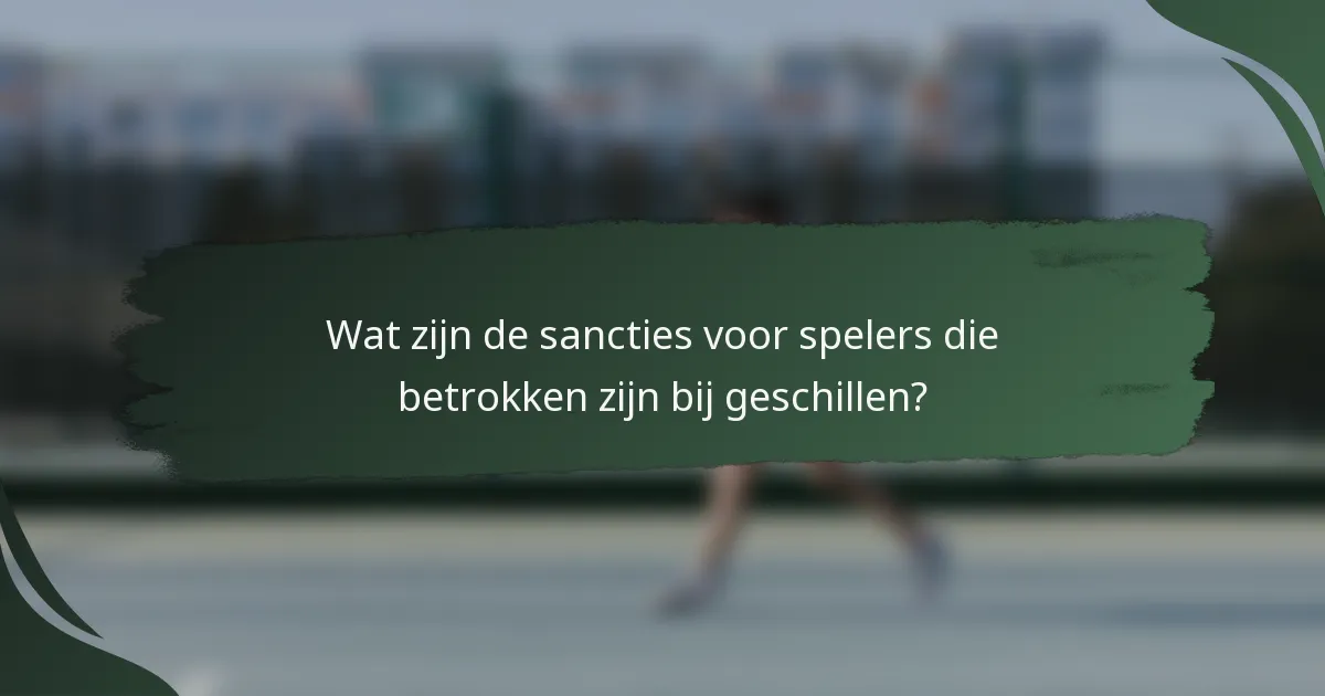 Wat zijn de sancties voor spelers die betrokken zijn bij geschillen?