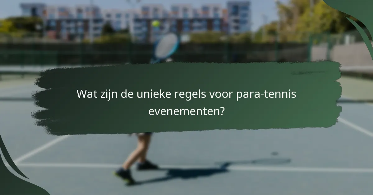 Wat zijn de unieke regels voor para-tennis evenementen?