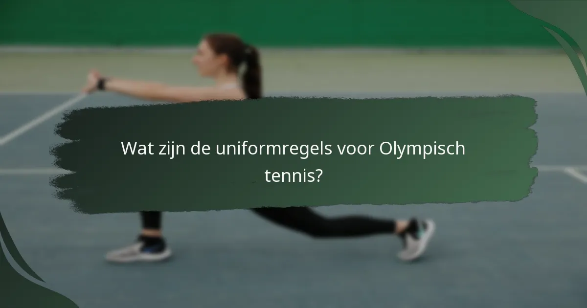 Wat zijn de uniformregels voor Olympisch tennis?