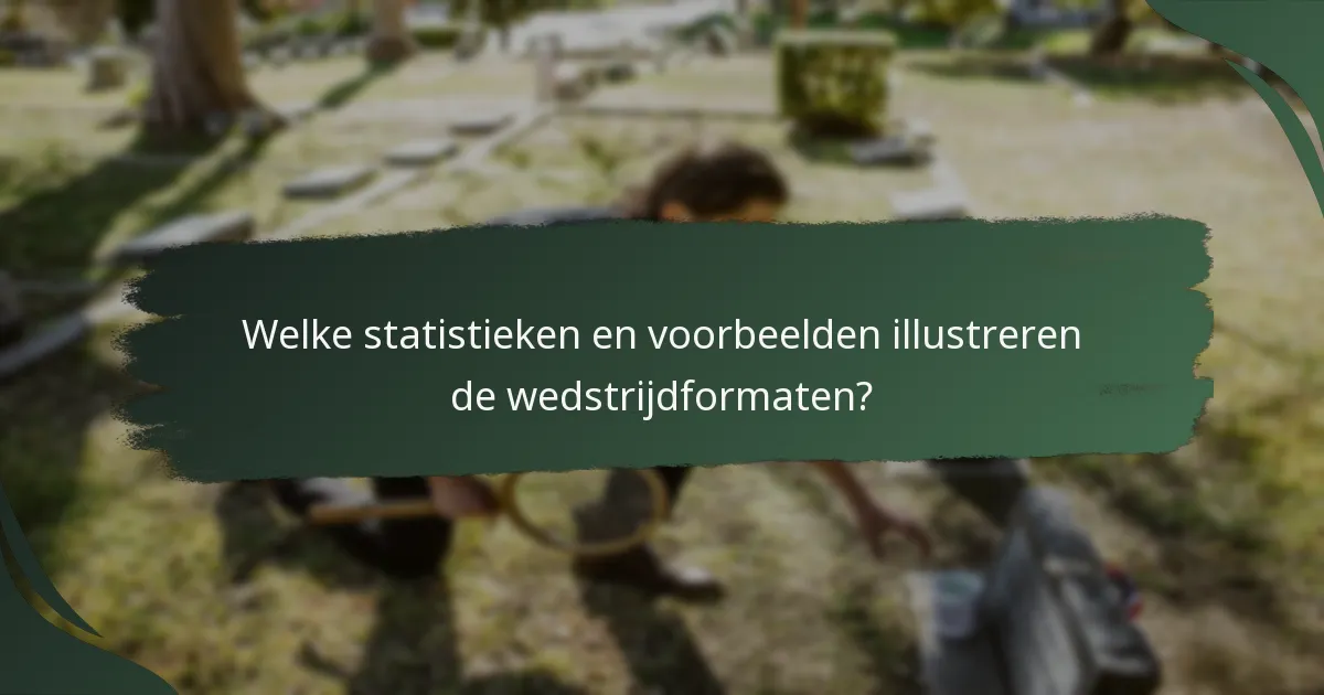 Welke statistieken en voorbeelden illustreren de wedstrijdformaten?